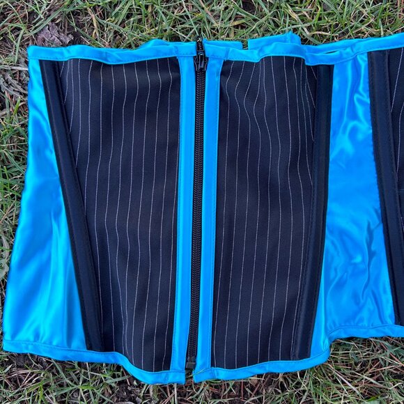 vintage blue zip up corset top NWT deadstock - Picture 3 of 5